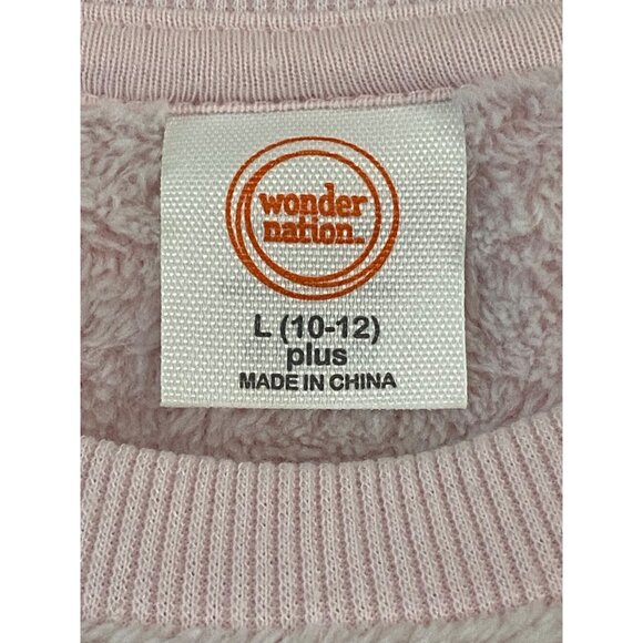Wonder Nation Girls Pink Plush Long-Sleeve Unicorn Sweatshirt L 10-12 Plus - Picture 6 of 10